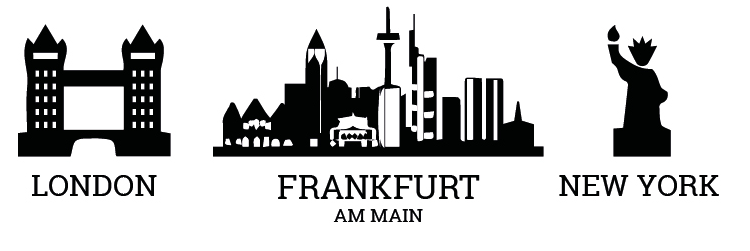 Wahrzeichen von London Frankfurt und New York